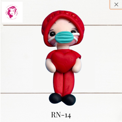 Badge Reel Clays Nurse in Red Scrubs -RN-14