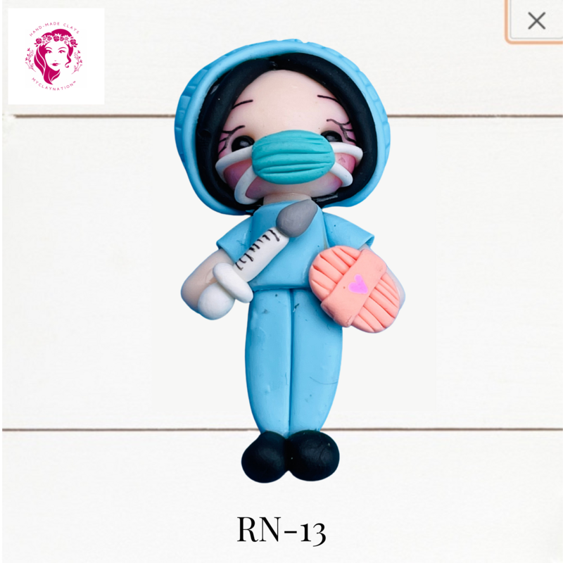 Badge Reel Clays Nurse in Blue Scrubs -RN-13