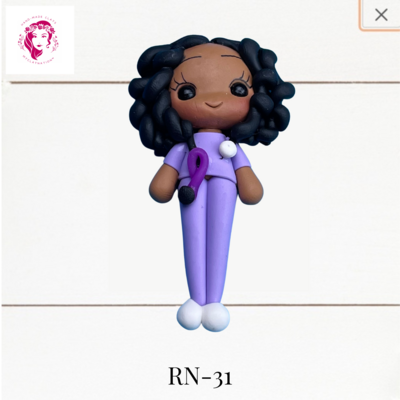 Badge Reel Clays Nurse in Purple Scrubs -RN-31