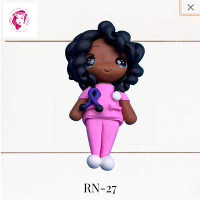 Badge Reel Clays Nurse in Pink Scrubs -RN-27