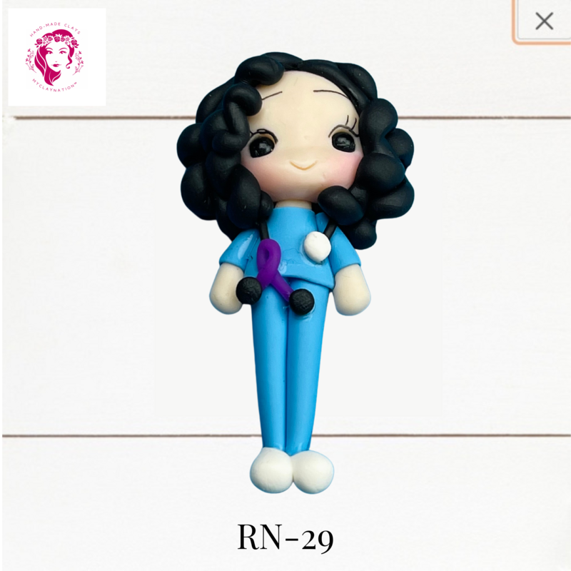 Badge Reel Clays Nurse in Blue Scrubs -RN-29