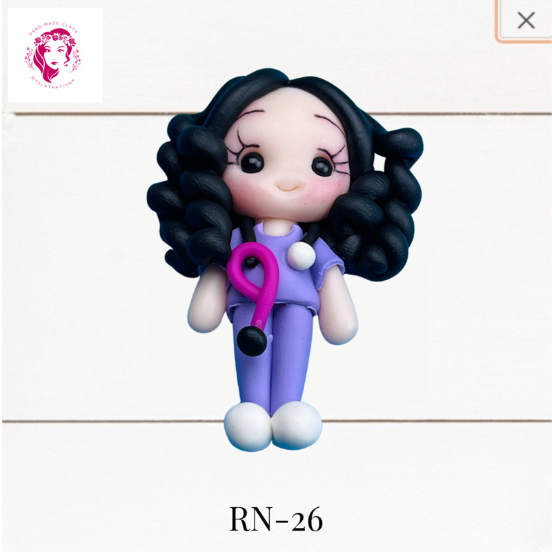 Badge Reel Clays Nurse in Purple Scrubs -RN-26