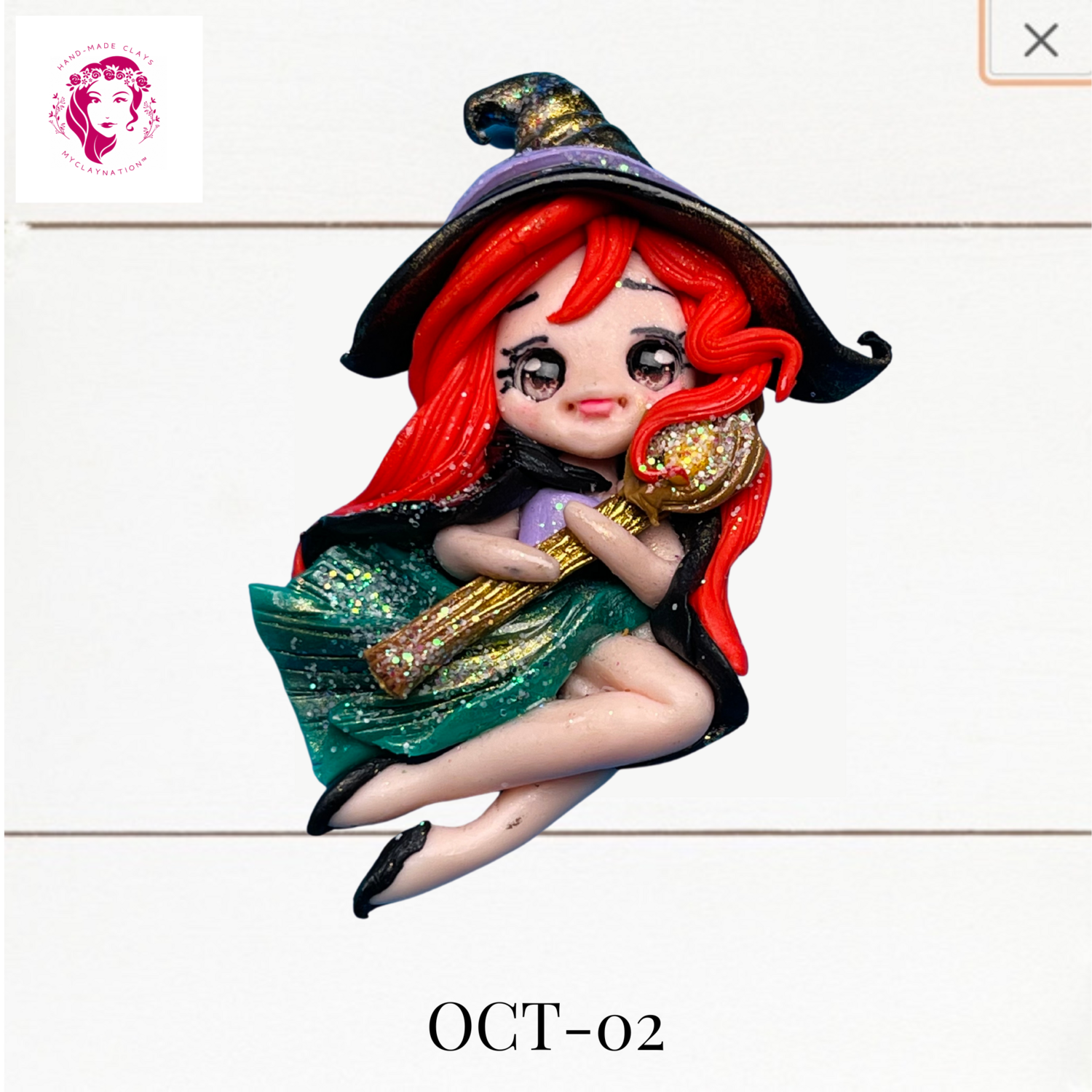 OCT-02: Cute Witches Clay Bow Center
