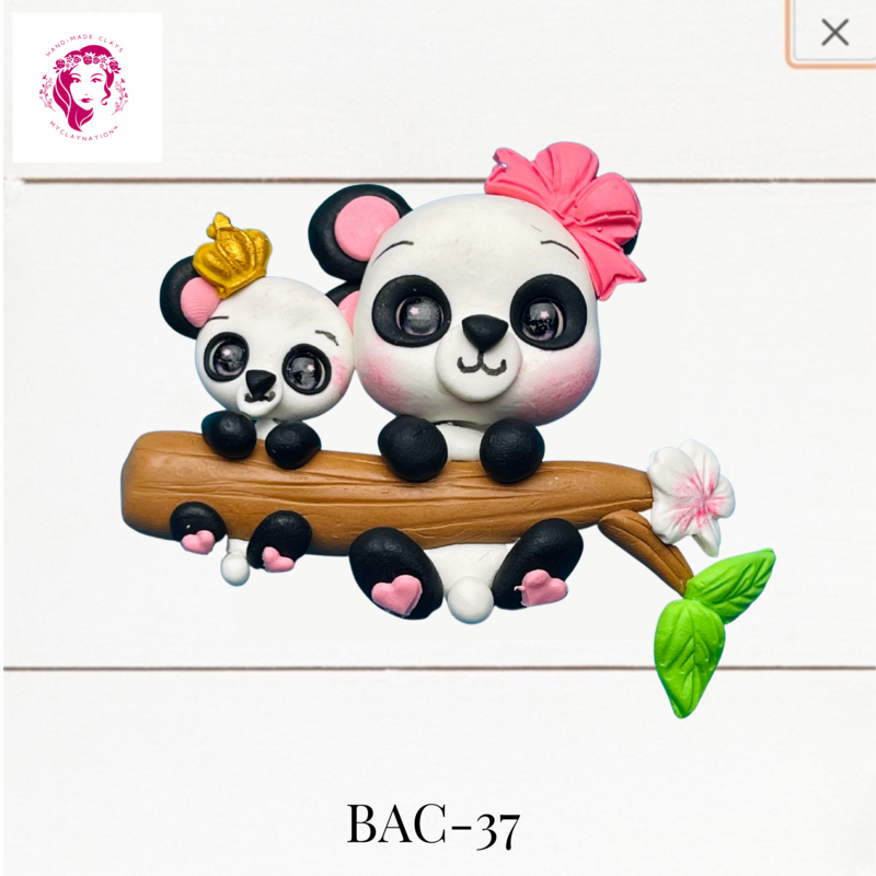 BAC-37: Double Pandas Clay Bow Center