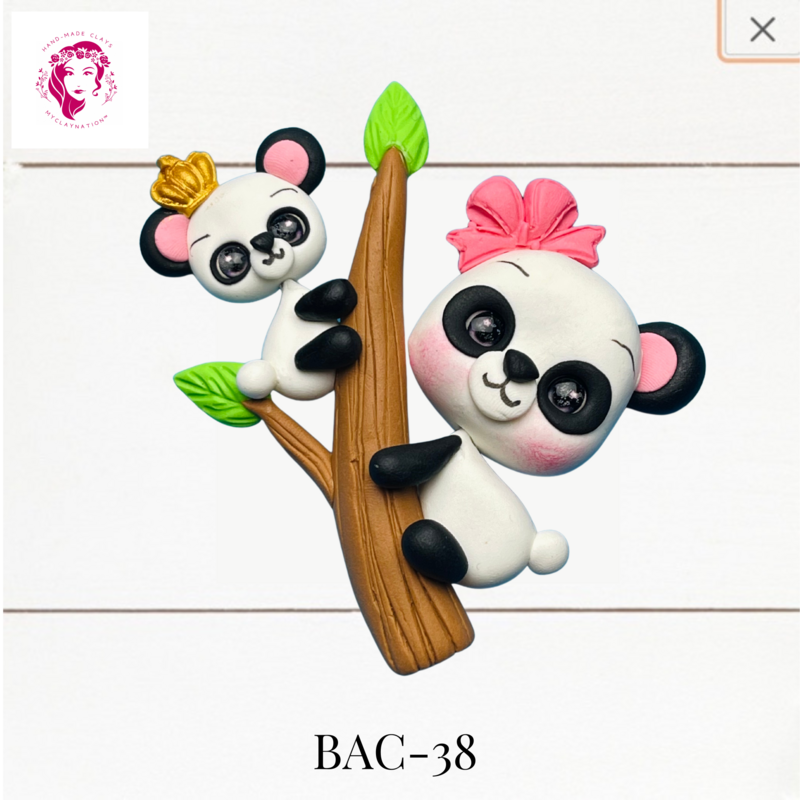 BAC-38: Double Pandas Clay Bow Center