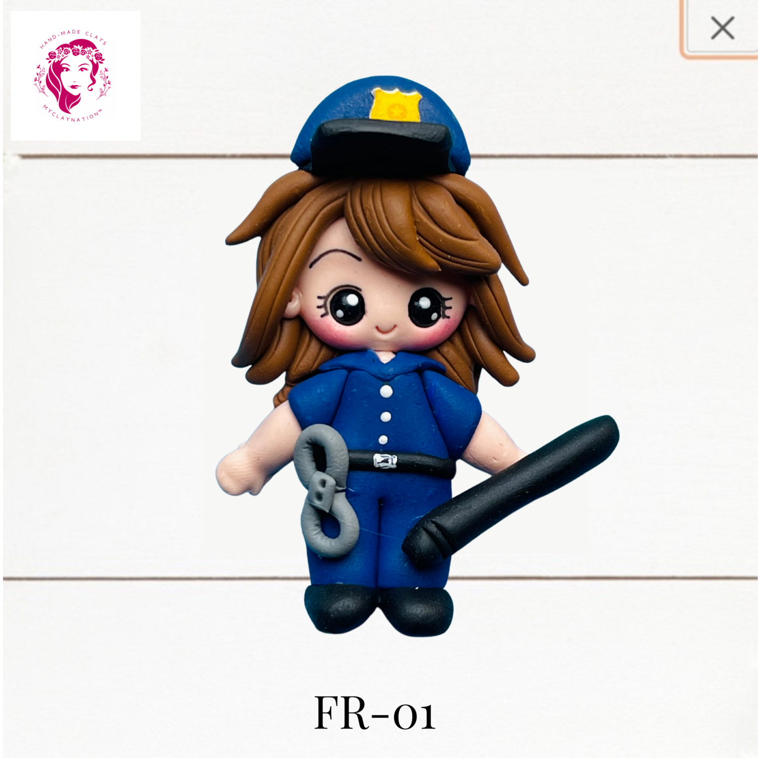 Police Officer Clay Hairbow Center in Blue -FR-01