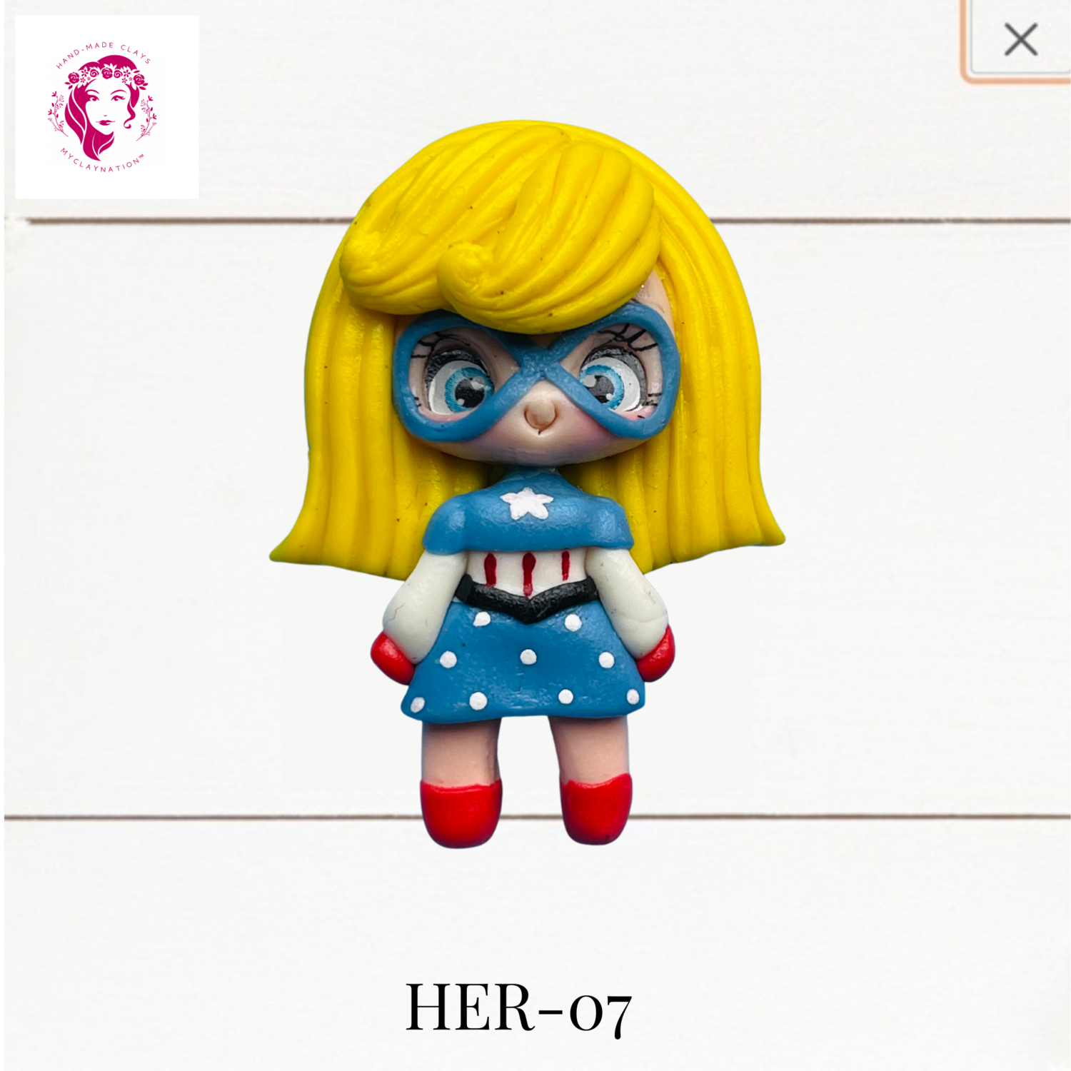 Super Heroes Clay Hairbow Center Capt. America Inspired -HER-07