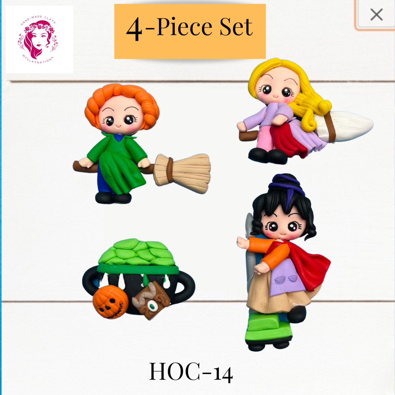 4- Set Clay Hairbow Center Hocus Pocus Inspired -HOC-14