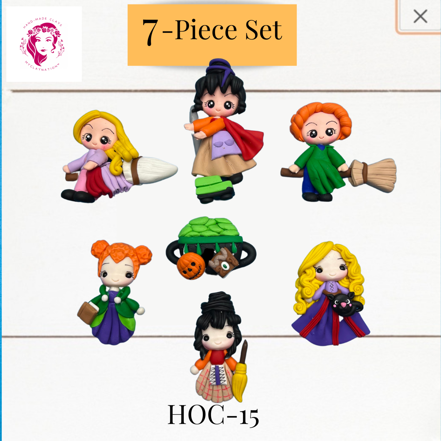 7- Set Clay Hairbow Center Hocus Pocus Inspired -HOC-15