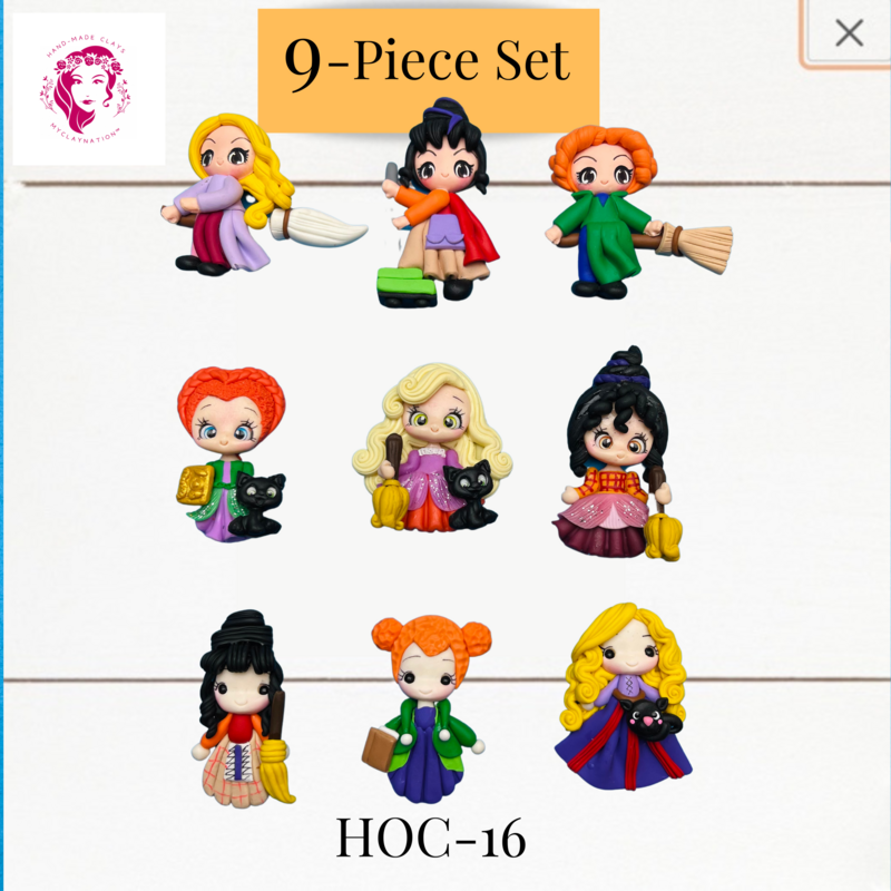 9- Set Clay Hairbow Center Hocus Pocus Inspired -HOC-16