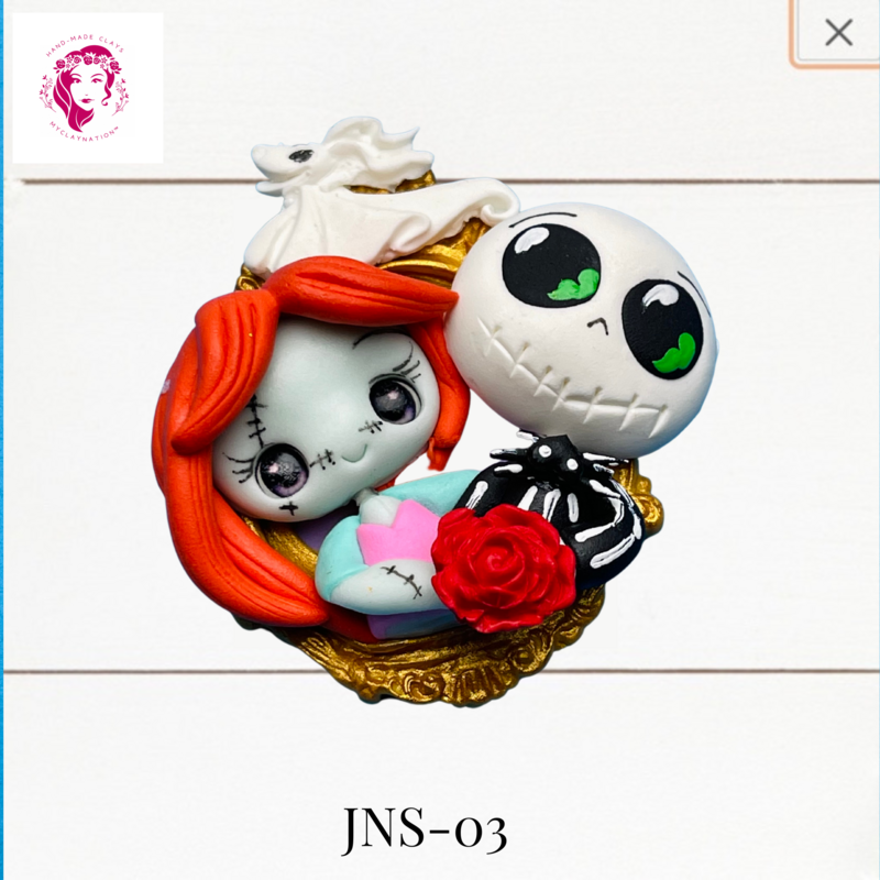 Jack &amp; Sally Clay Hairbow Center Couple Together -JNS-03