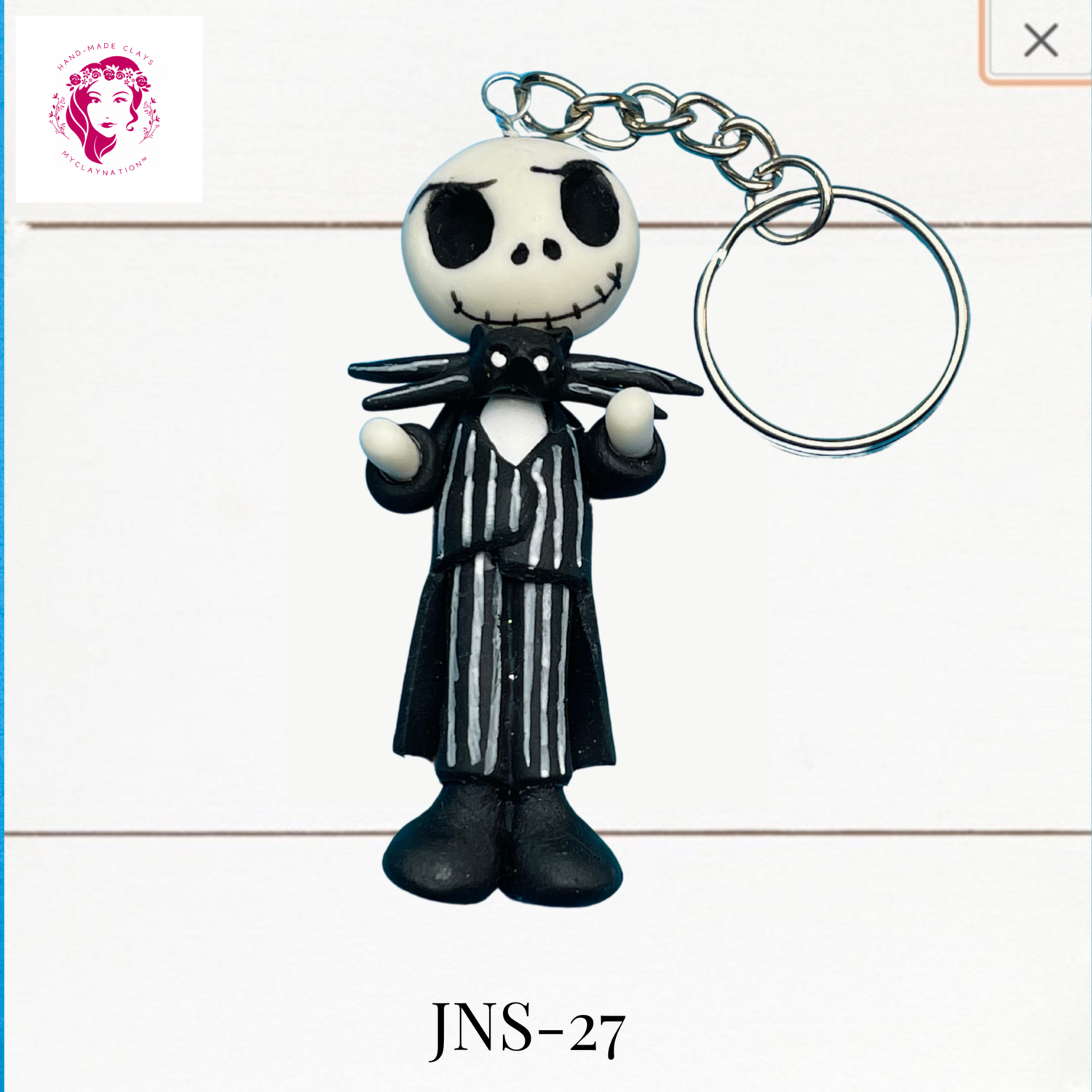 Jack &amp; Sally Clay Hairbow Center Jack Keychain -JNS-27