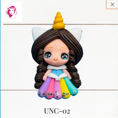 Unicorn Girl Clay Hairbow Center in Multicolor Skirt -UNC-02