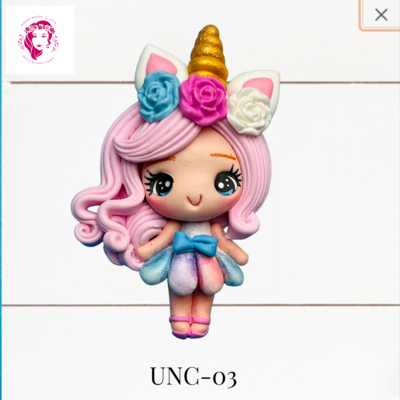 Unicorn Girl Clay Hairbow Center in Multicolor Skirt -UNC-03