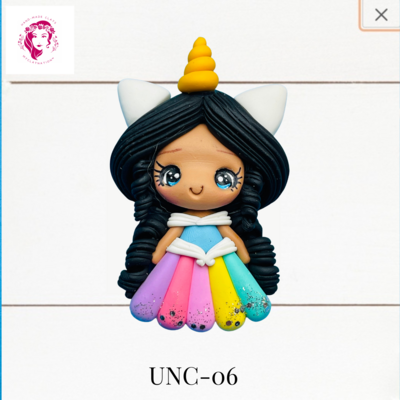 Unicorn Girl Clay Hairbow Center in Multi-colored Skirt -UNC-06