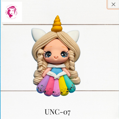 Unicorn Girl Clay Hairbow Center in Multi-colored Skirt -UNC-07