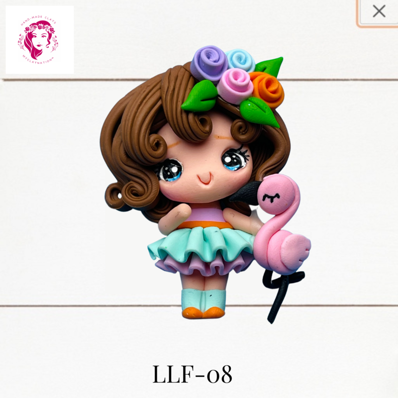 Little Ladies with Flowers Clay Hairbow Center -LLF-08