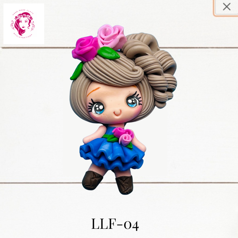 Little Ladies with Flowers Clay Hairbow Center -LLF-04