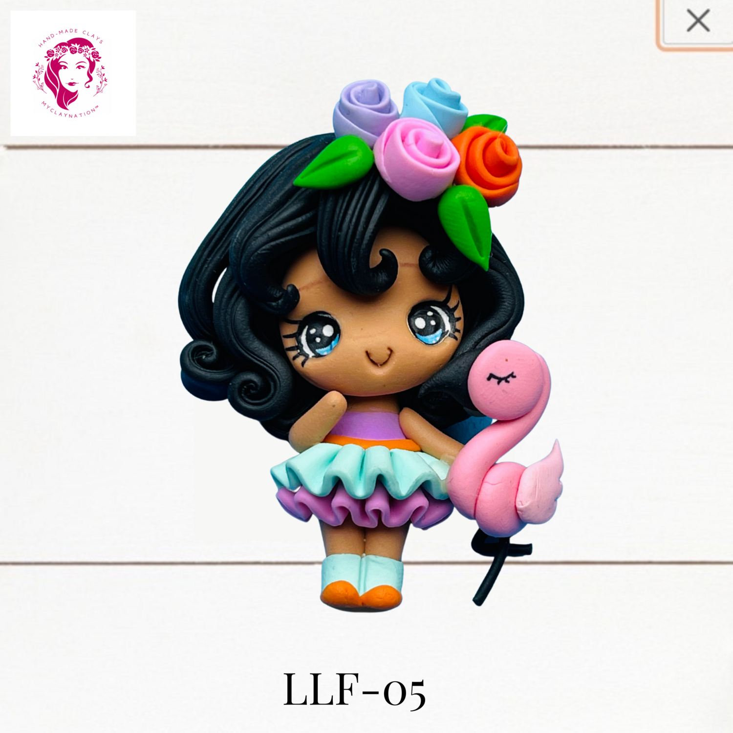 Little Ladies with Flowers Clay Hairbow Center -LLF-05