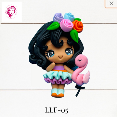 Little Ladies with Flowers Clay Hairbow Center -LLF-05