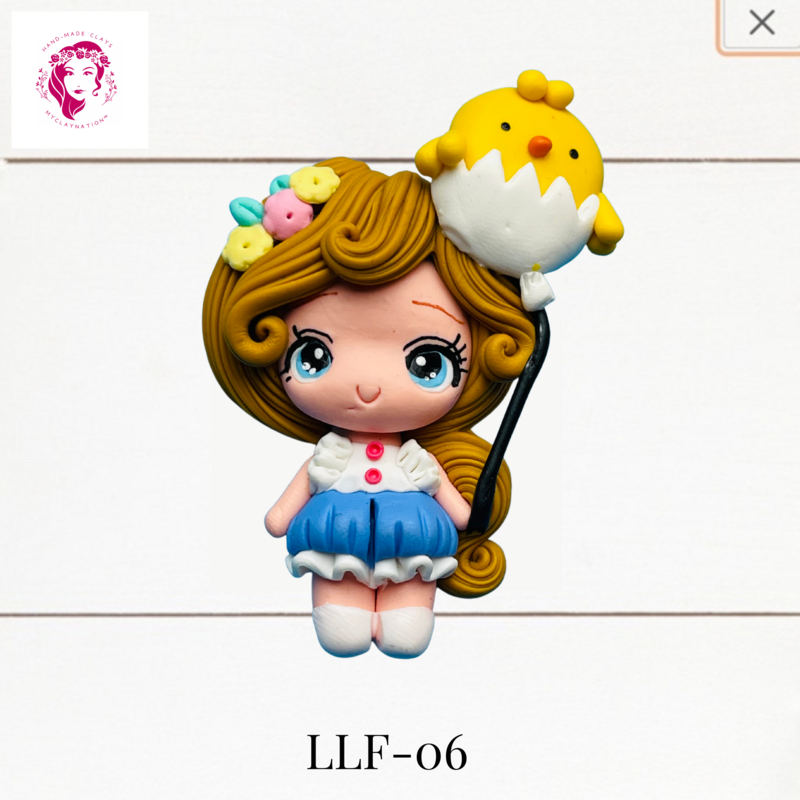 Little Ladies with Flowers Clay Hairbow Center -LLF-06