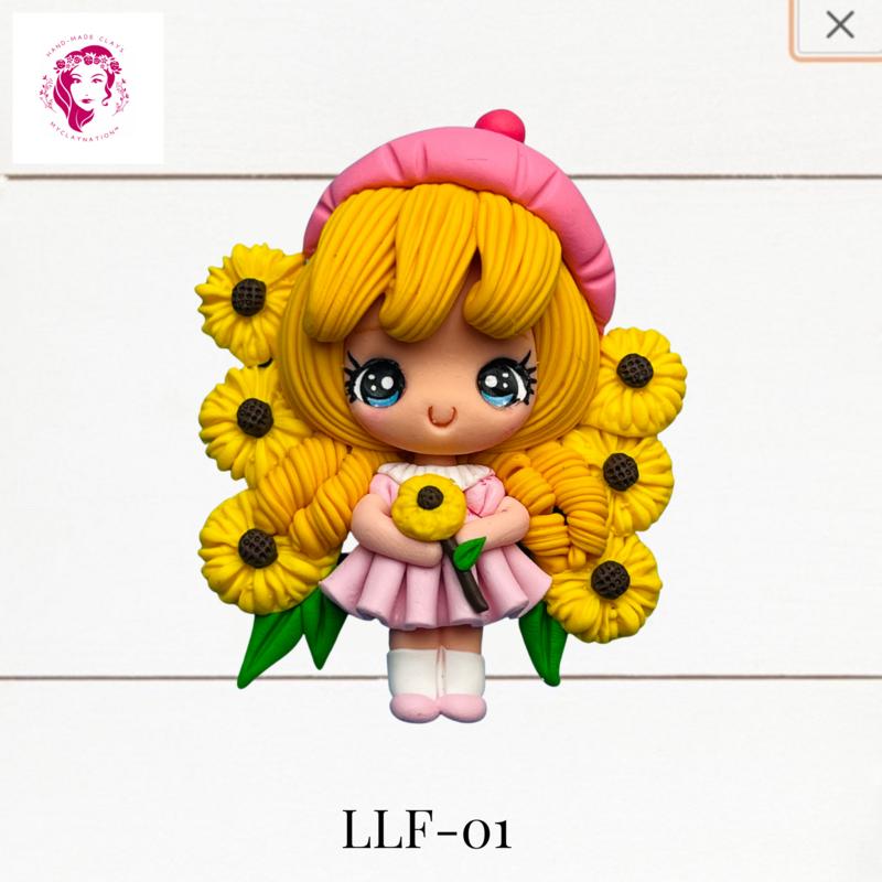 Little Ladies with Flowers Clay Hairbow Center -UNC-01