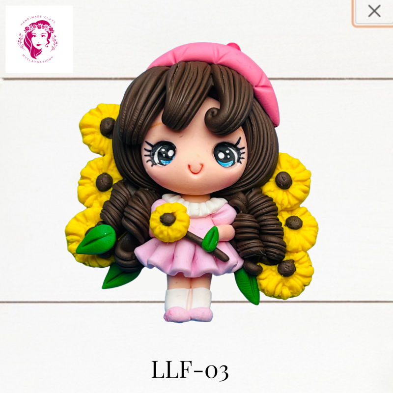 Little Ladies with Flowers Clay Hairbow Center -LLF-03