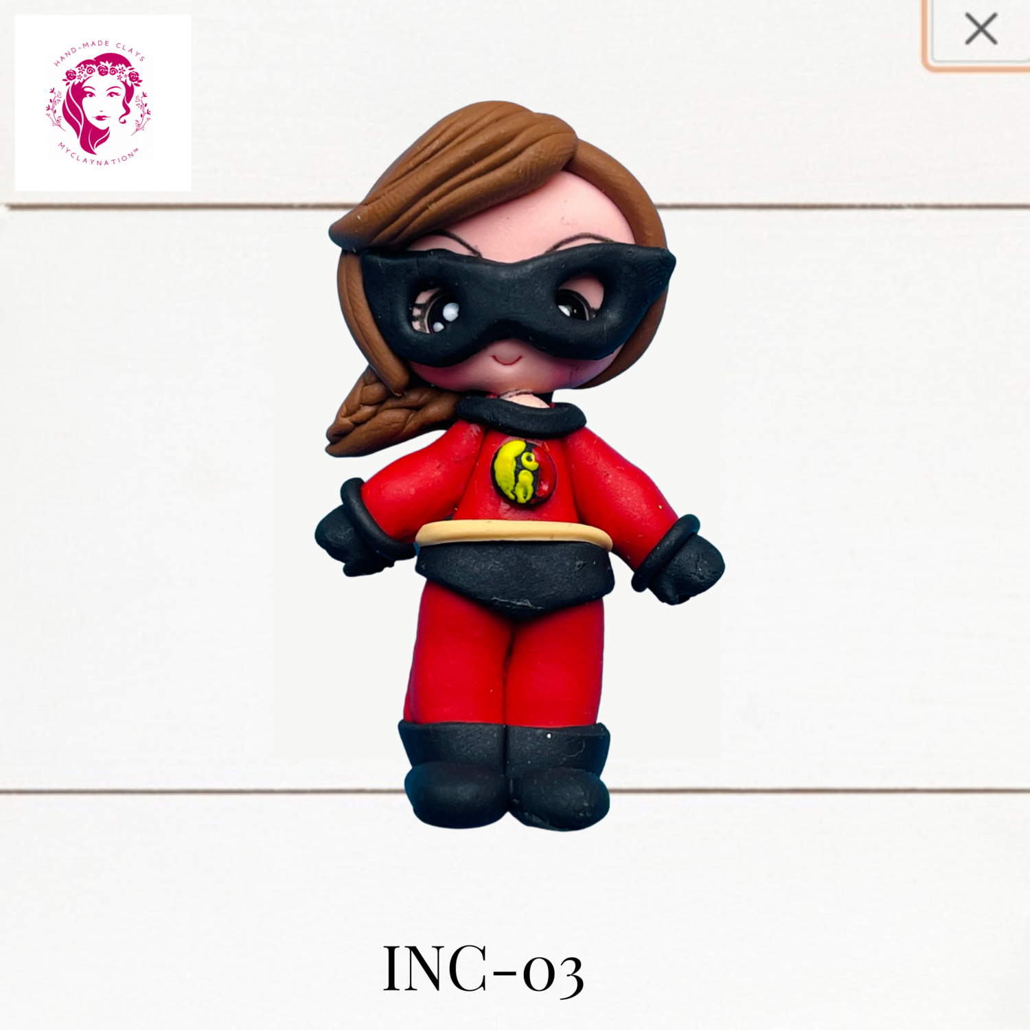 Incredible Clay Hairbow Center Elastigirl inspired -INC-03