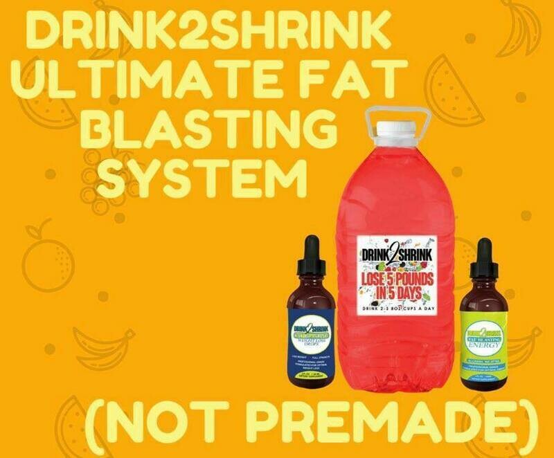 DRINK2SHRINK FAT BLASTING ULTIMATE SYSTEM With 4 Weeks Drink2Shrink, 1 Bottle Fat Blasting Drops and 1 Bottle of Energy Drops