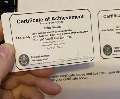 FAA Part 107 Recurrency Certificate