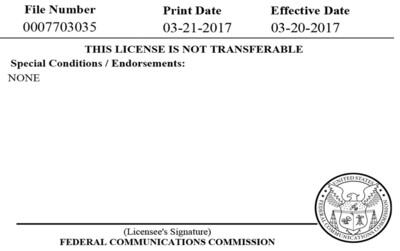 FCC Amateur Radio License Reprint Card