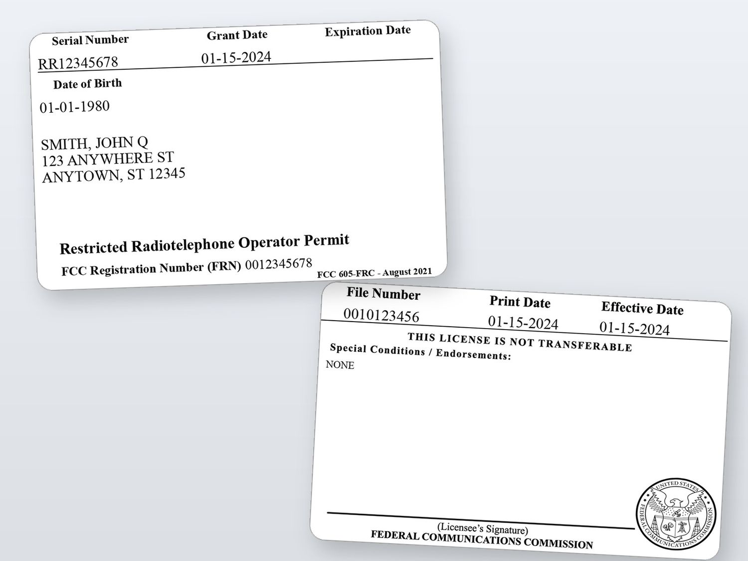 FCC Restricted Radiotelephone Operator Permit Card