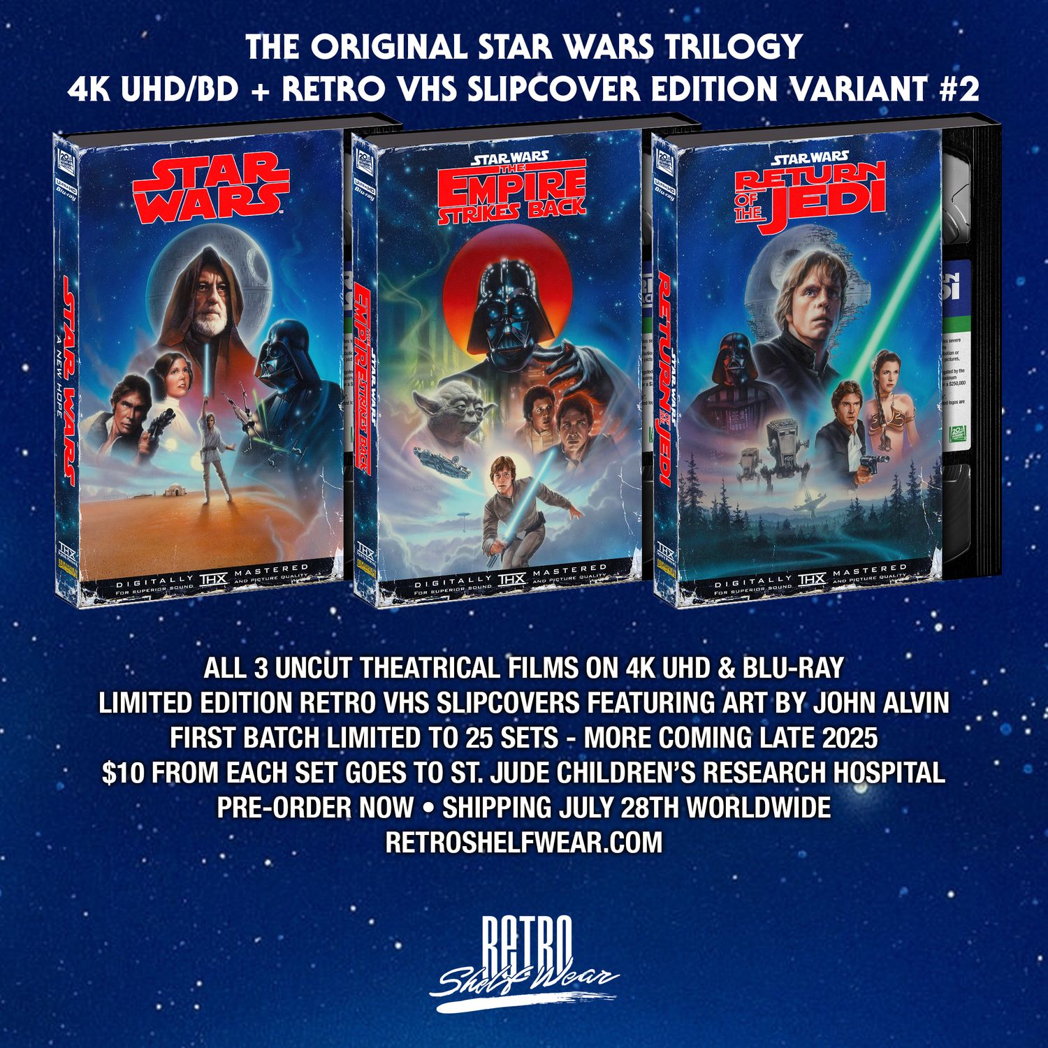 Star Wars Trilogy 4K UHD/BD - Retro VHS Slipcover Set Variant #2 (PRE-ORDER)