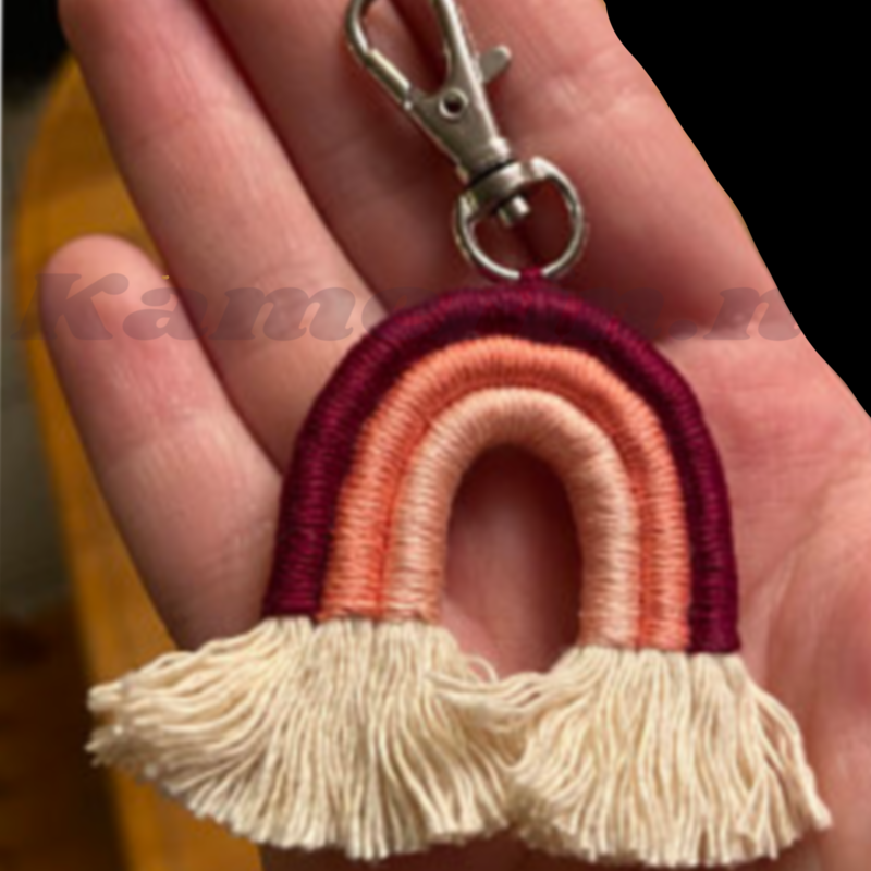 Maroon peach and white macrame rainbow
