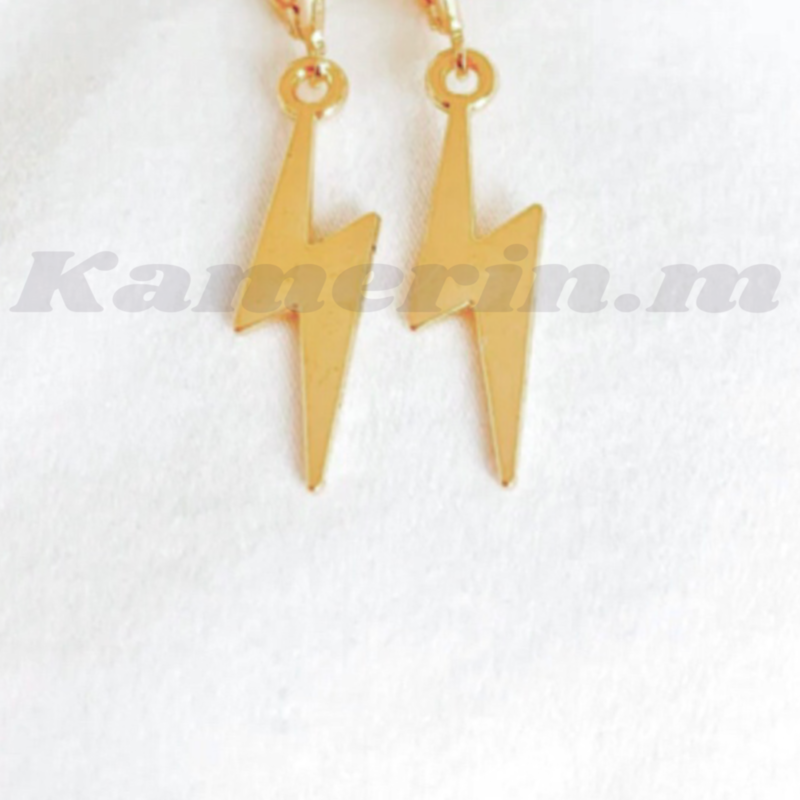 Lightning bolt circle earrings