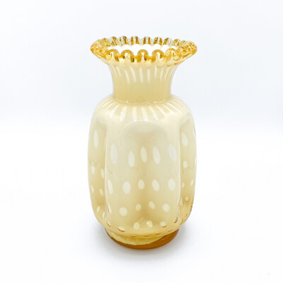 Yellow Glass Ruffled Vase