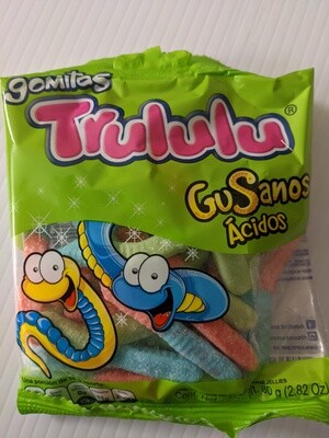 Trululu Gusanos Acidos/ Sour Worms Gummy 80g