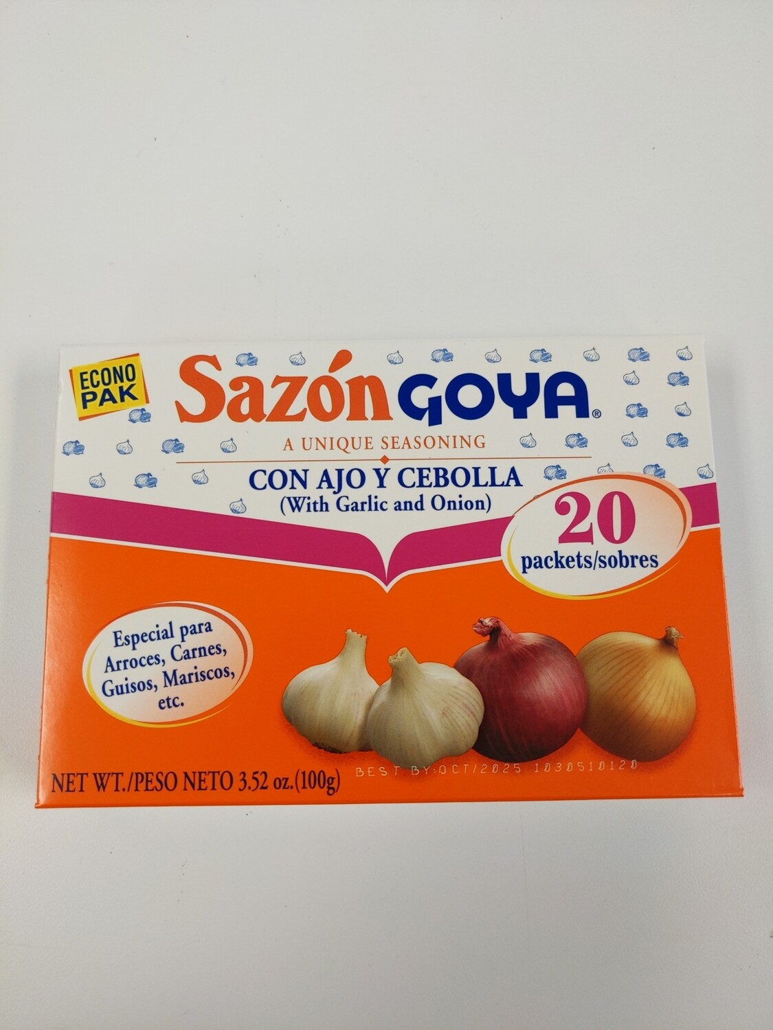 Sazon Goya con Ajo y Cebolla Econopack Garlic &amp; Onion (20) 100g
