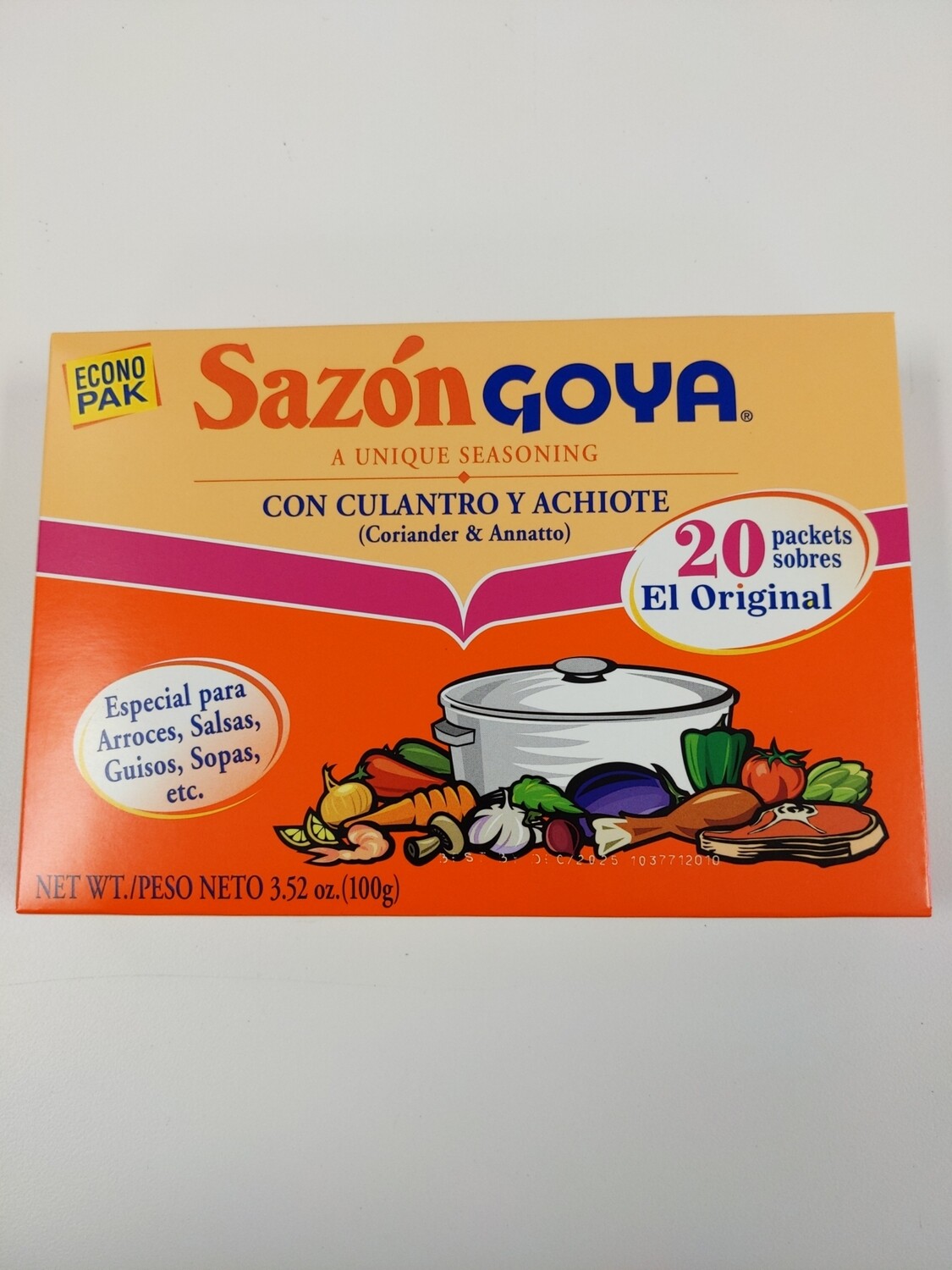 Sazon Goya Culantro y Achiote Econopack Coriander &amp; Annatto (20) 100g