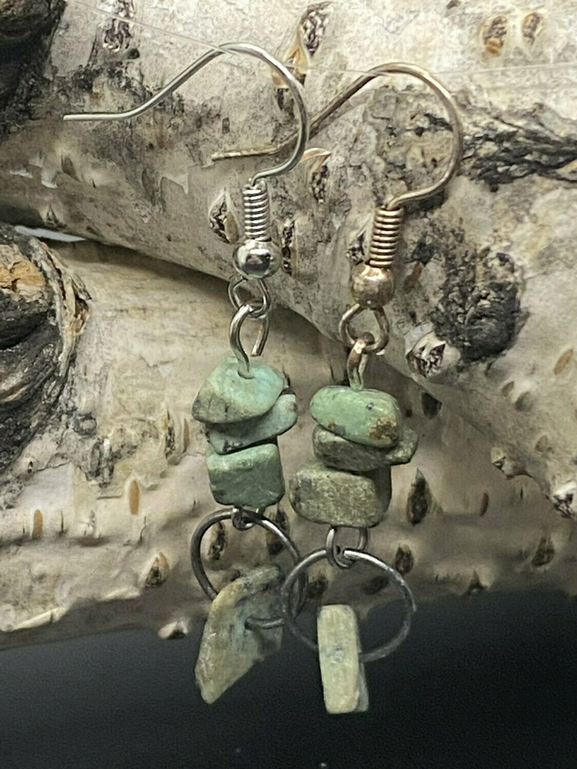 Genuine Turquoise Drop Hoop Earring