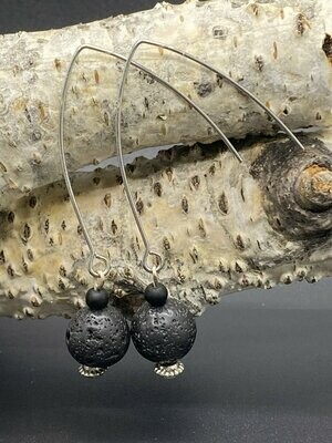 Black lava Stone Marquis Earring