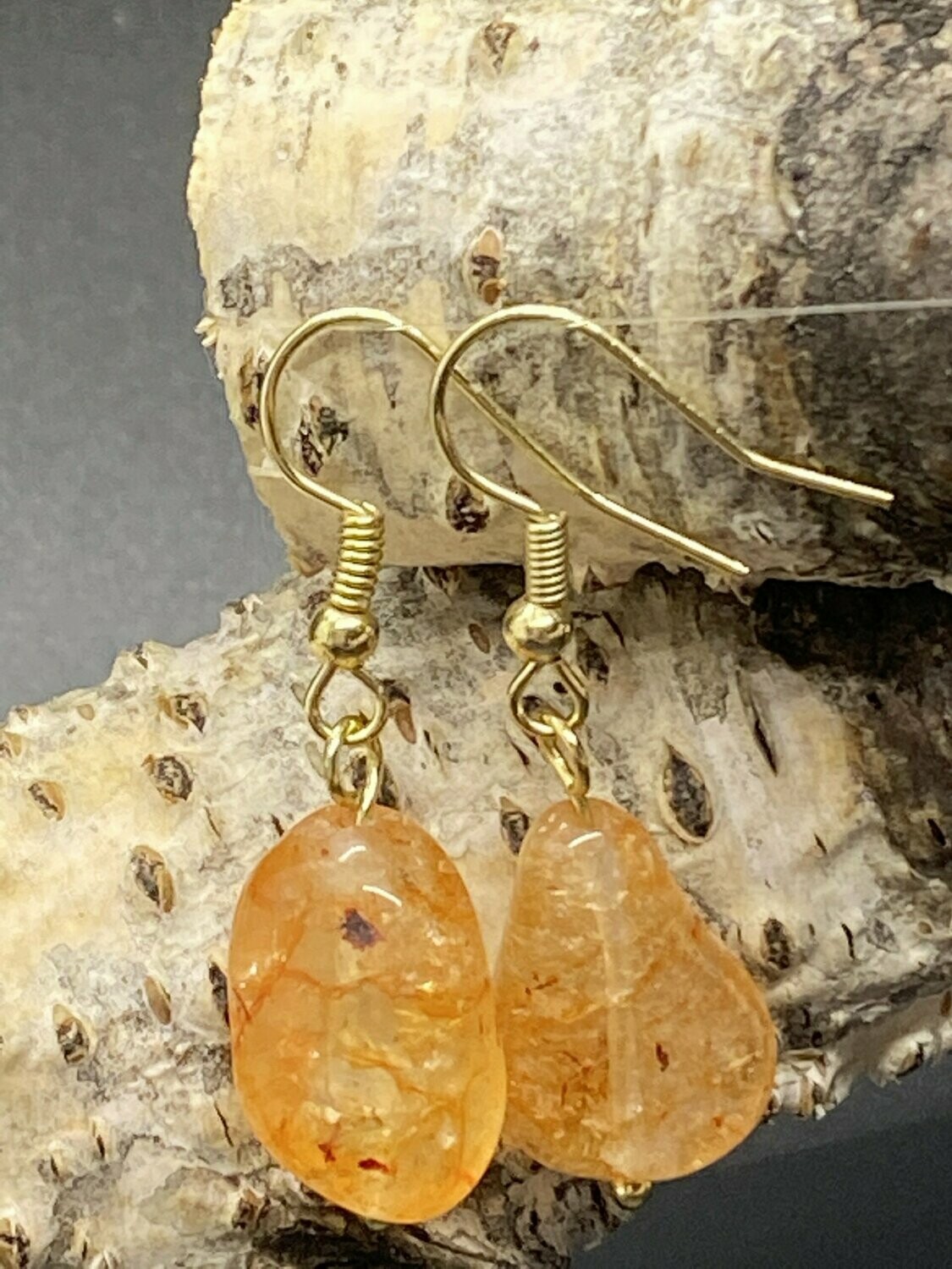 Orange Quartz Drop Earrings