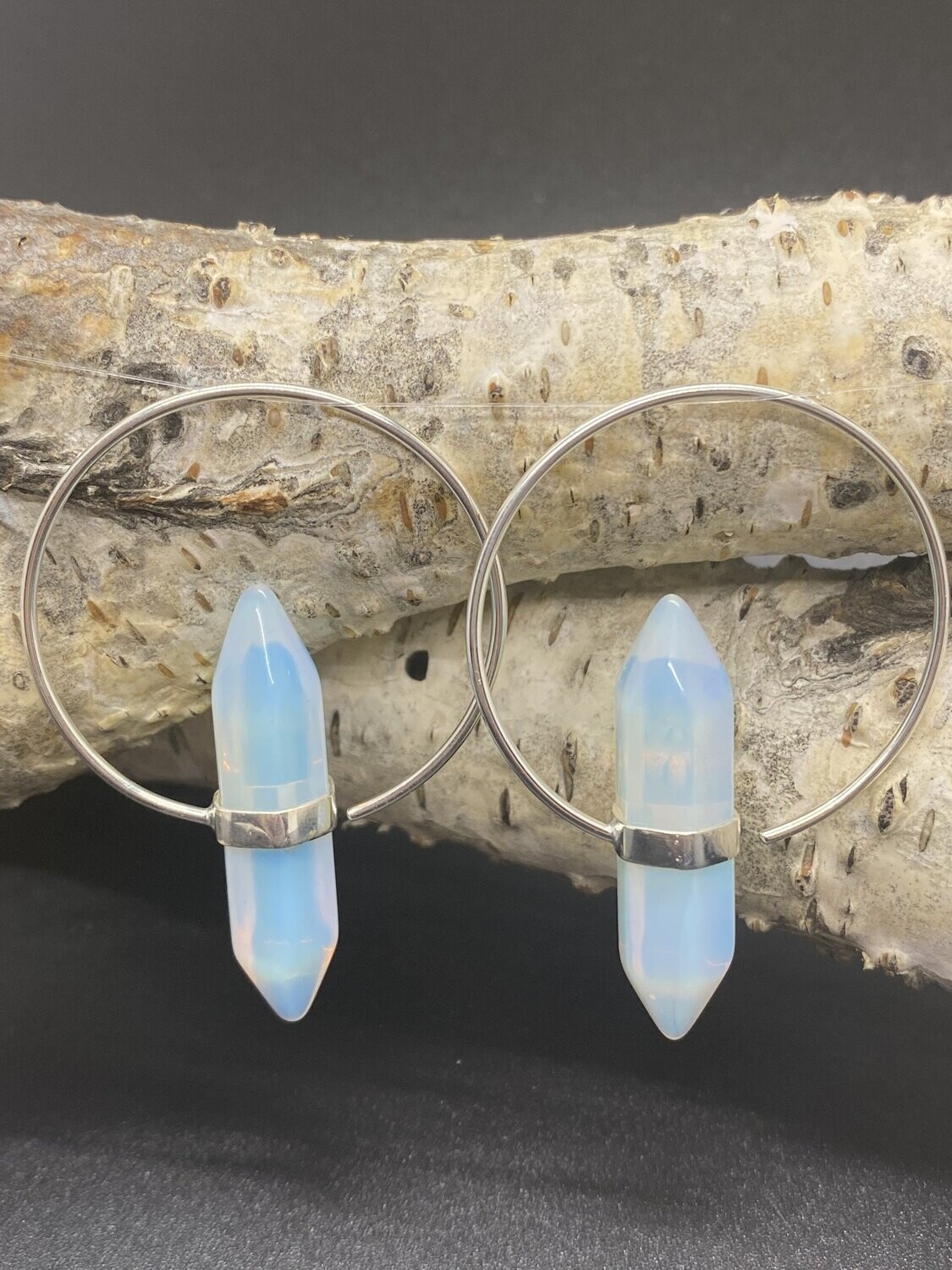 Opalite Silver Hoop Earrings
