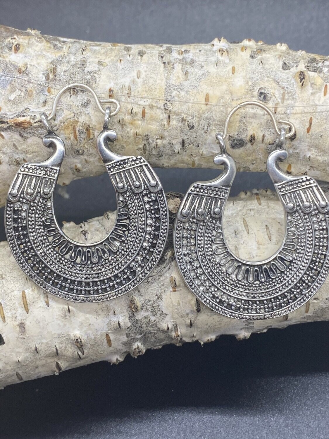 White Brass Tribal Earrings