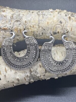 White Brass Tribal Earrings