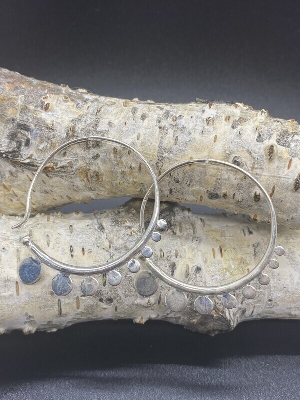 Silver Disc Hoop Earrings
