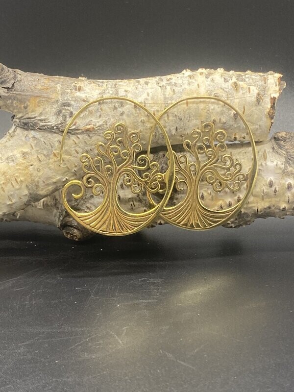 Brass "Tree of Life" Earrings
