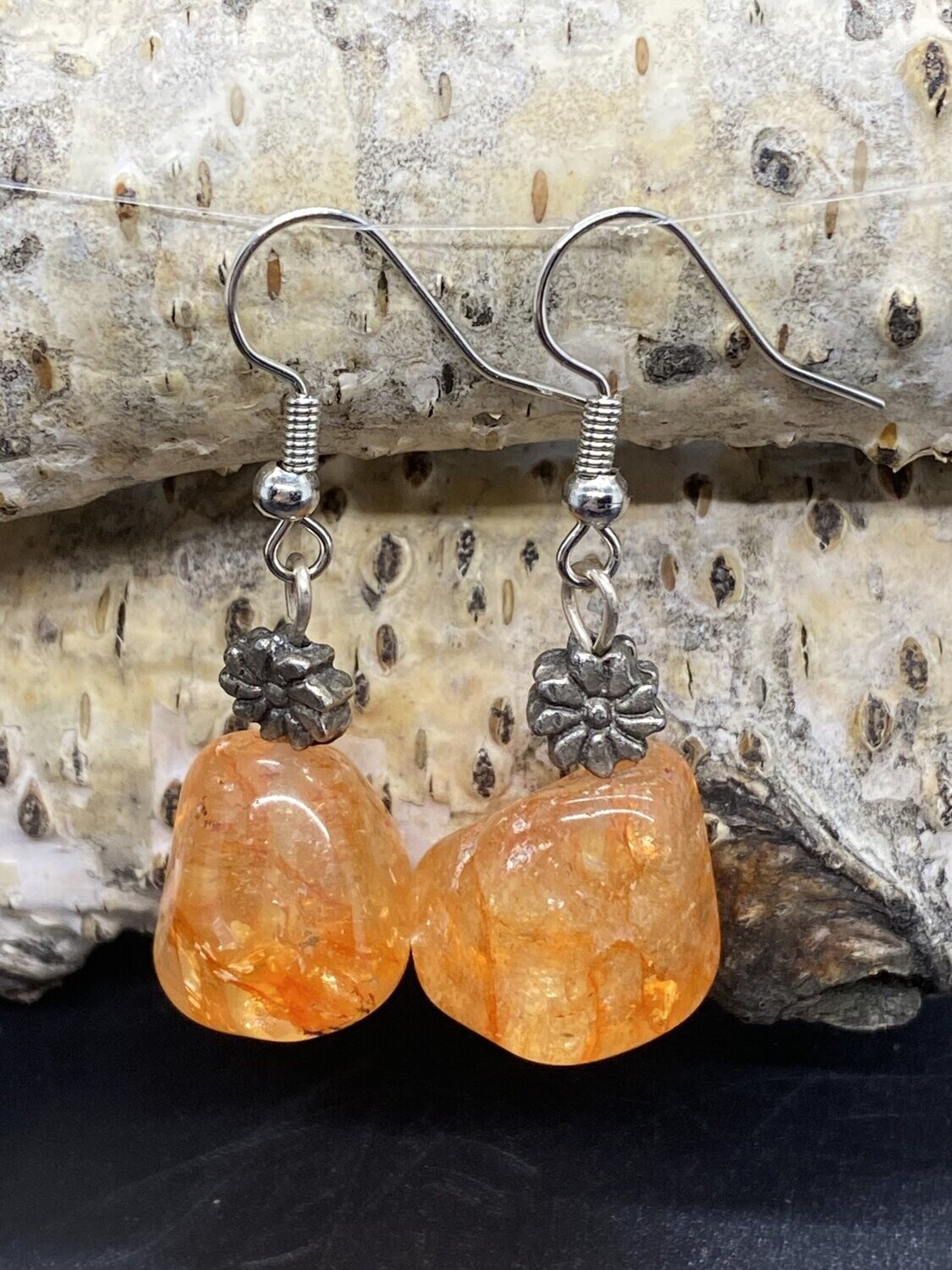 Orange Quartz Daisy Earring