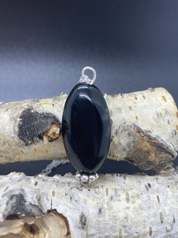 Banded Obsidian Oval Necklace