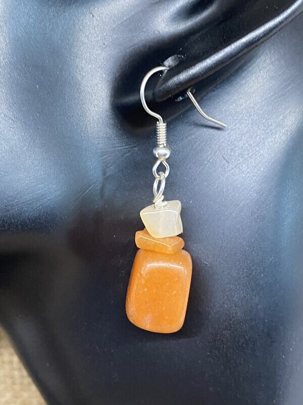 Peach Aventurine Drop Earrings